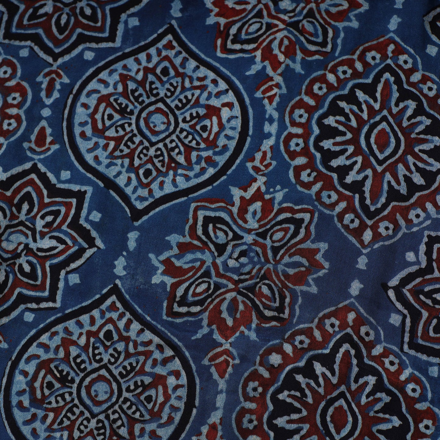 Blue - natural dyed hand modal silk fabric 14 - handcrafted