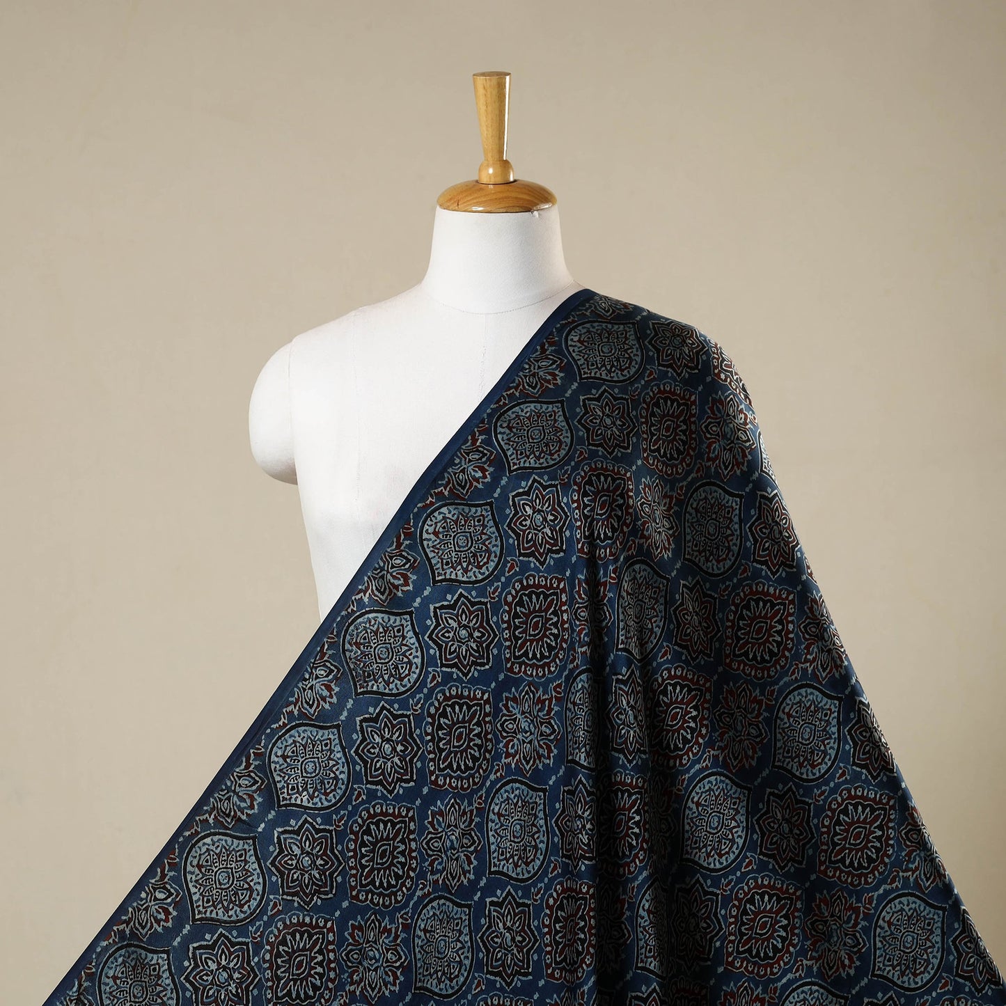 Blue - natural dyed hand modal silk fabric 14 - handcrafted