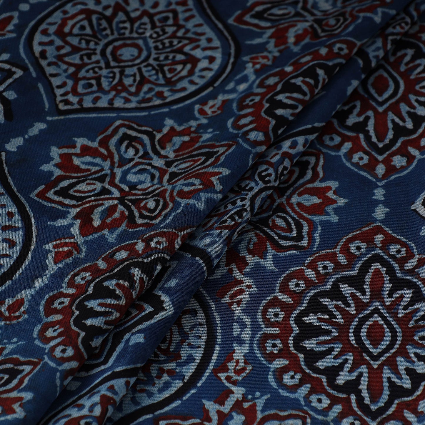 Blue - natural dyed hand modal silk fabric 14 - handcrafted