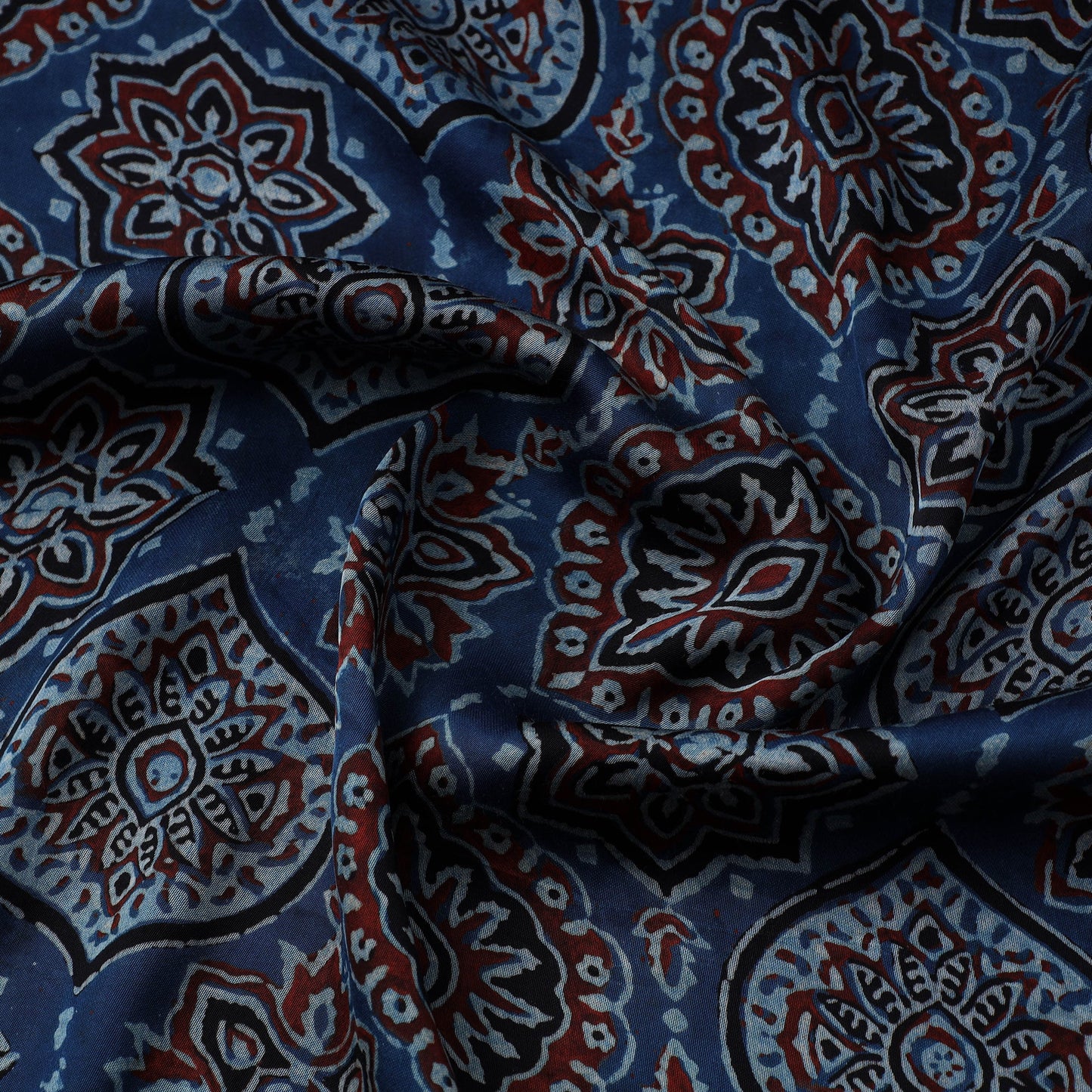 Blue - natural dyed hand modal silk fabric 14 - handcrafted