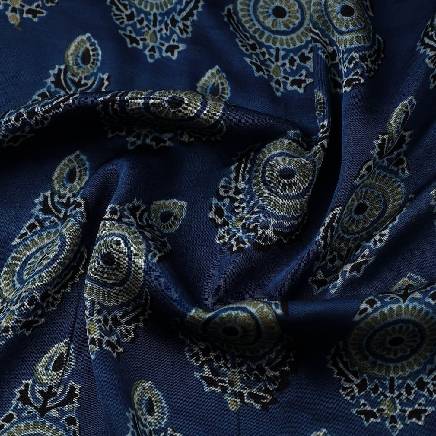 Blue - natural dyed hand modal silk fabric 16 - handcrafted