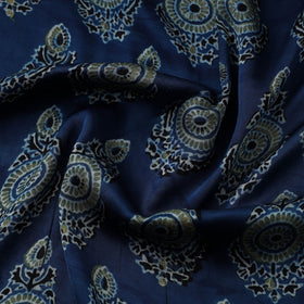 Blue - natural dyed hand modal silk fabric 16 - handcrafted