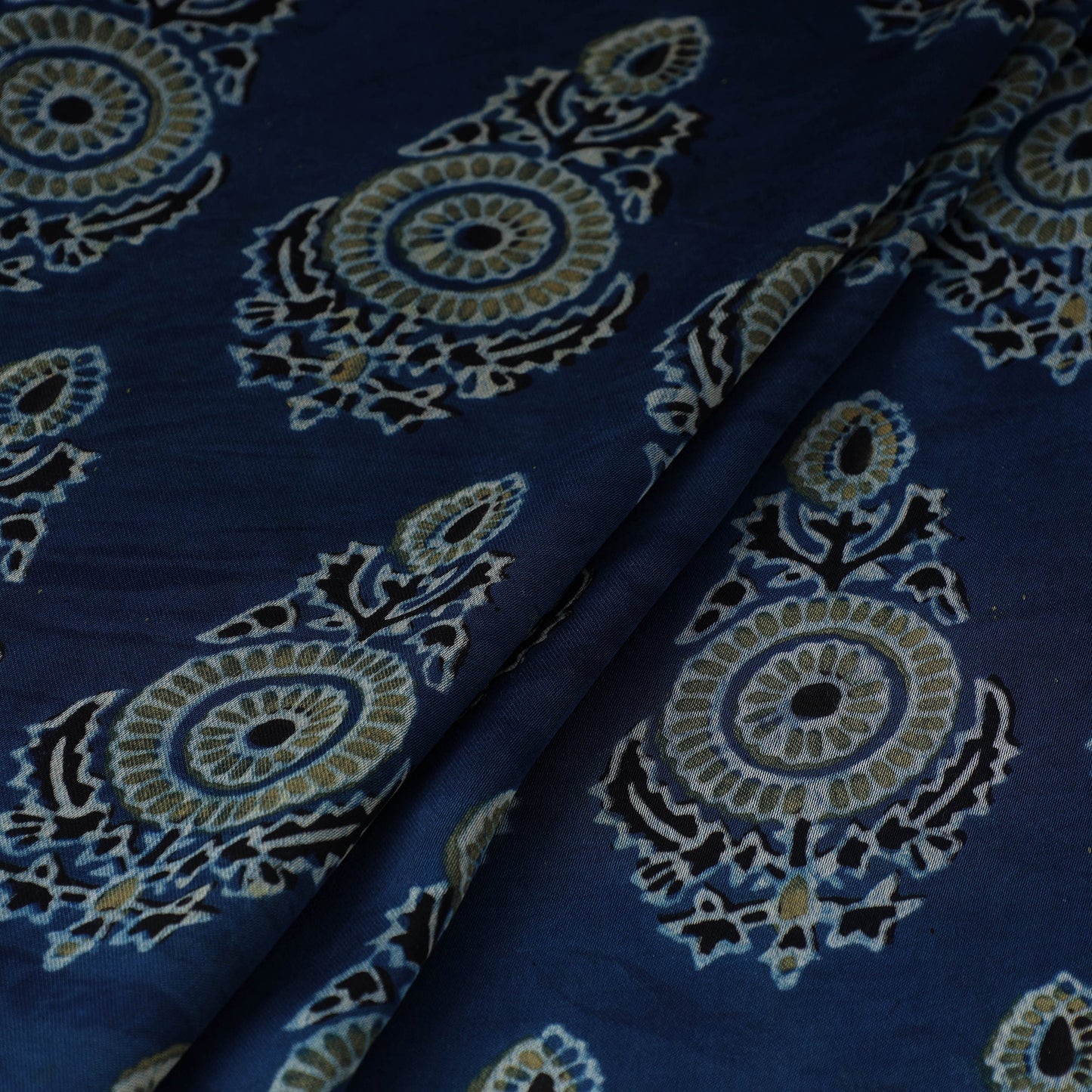 Blue - natural dyed hand modal silk fabric 16 - handcrafted