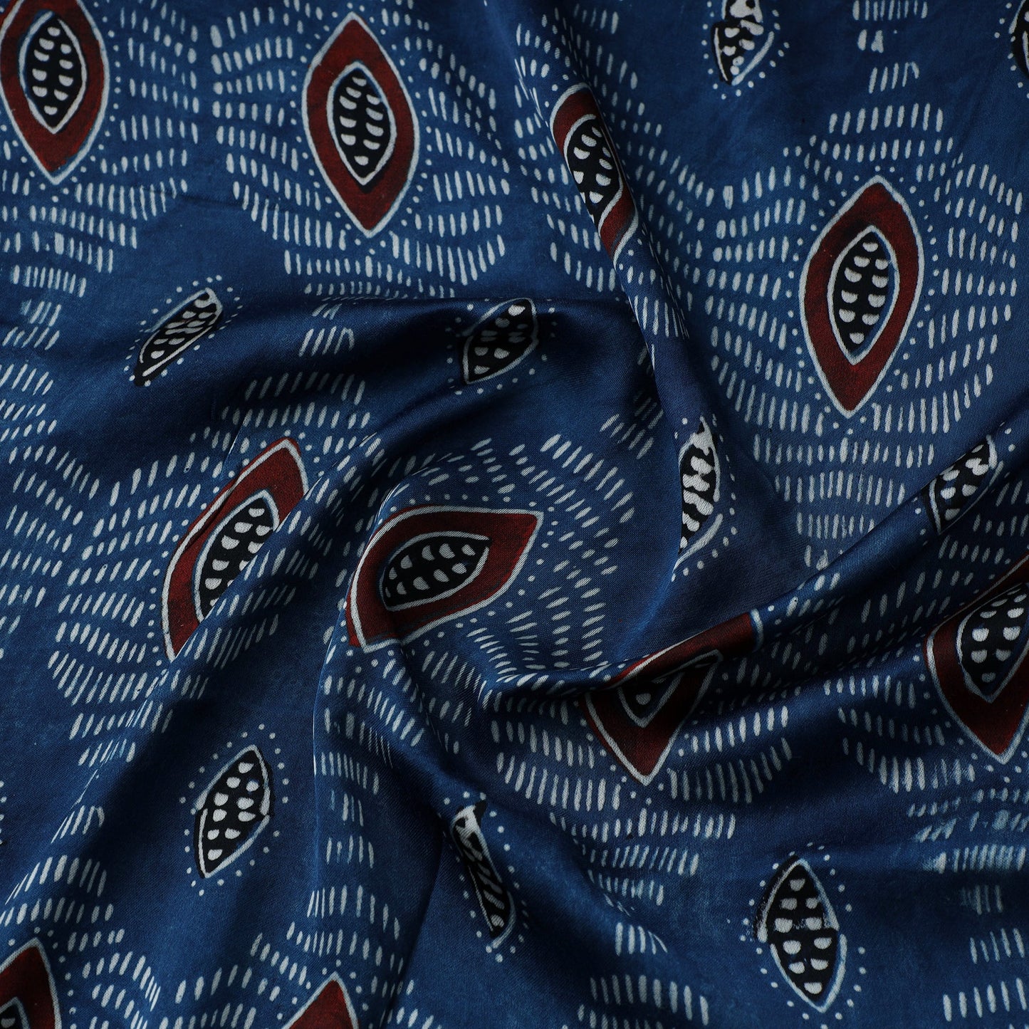 Blue - natural dyed hand modal silk fabric 22 - handcrafted