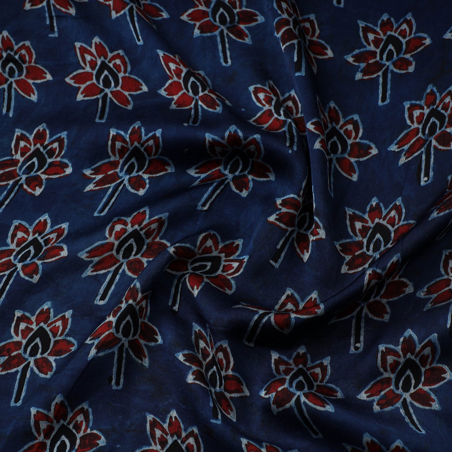 Blue - natural dyed hand modal silk fabric 26 - handcrafted