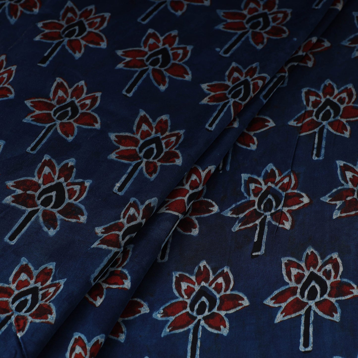 Blue - natural dyed hand modal silk fabric 26 - handcrafted