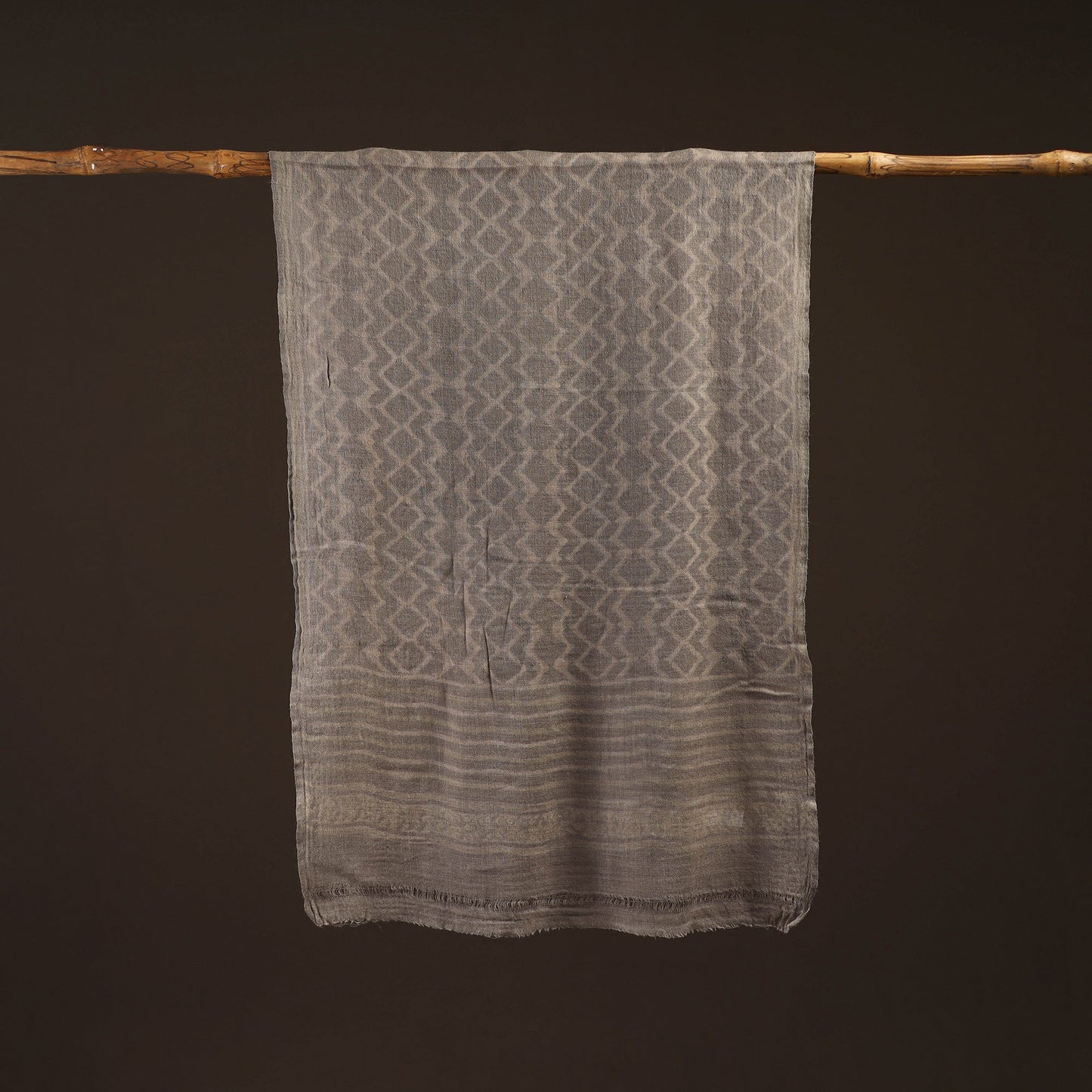 Natural dyed hand printed pure wool akola stole 01