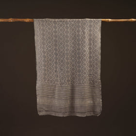 Natural dyed hand printed pure wool akola stole 01