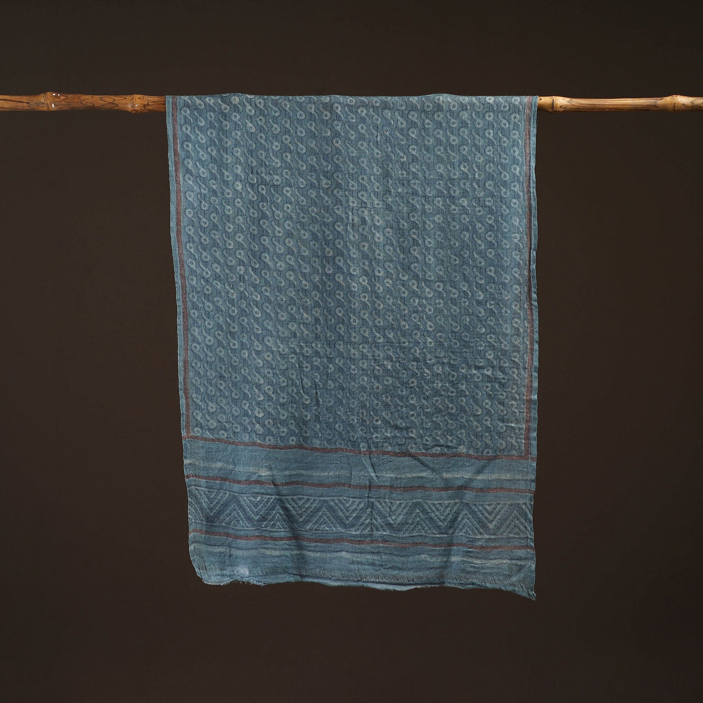 Natural dyed hand printed pure wool akola stole 02