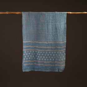 Natural dyed hand printed pure wool akola stole 03