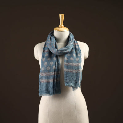 Natural dyed hand printed pure wool akola stole 03