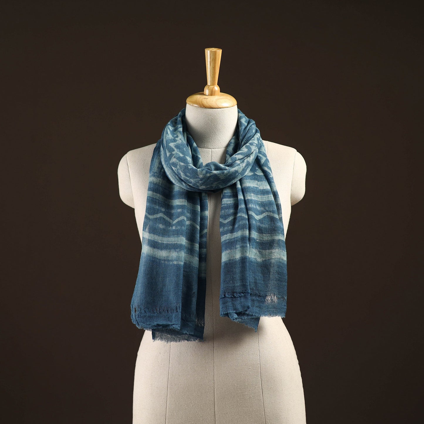 Natural dyed hand printed pure wool akola stole 08