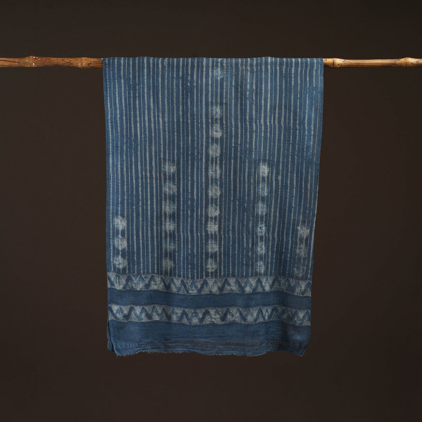 Natural dyed hand printed pure wool akola stole 10