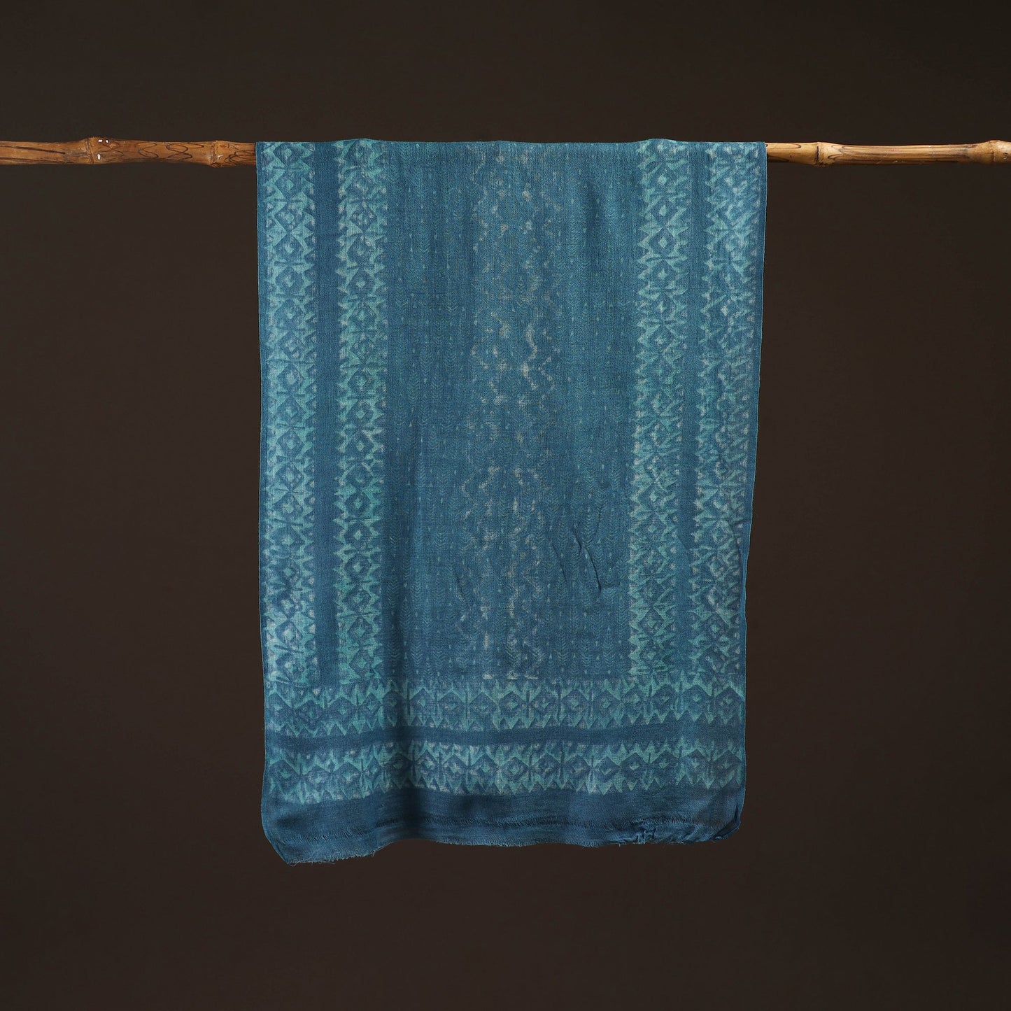 Natural dyed hand printed pure wool akola stole 12
