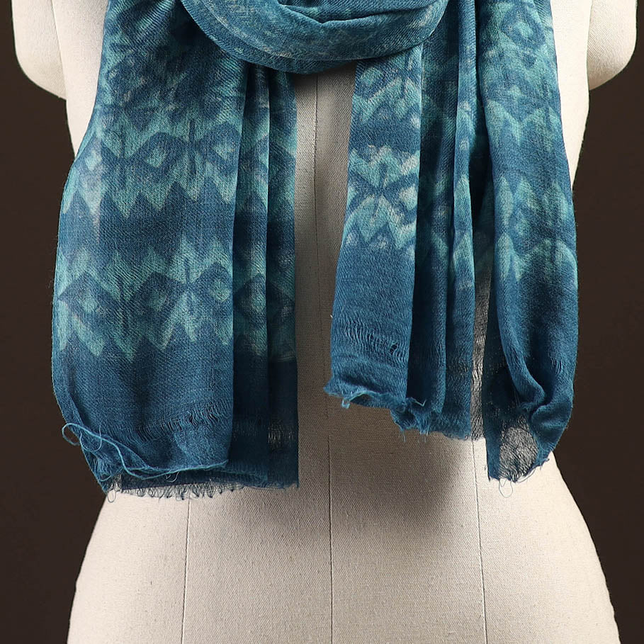 Natural dyed hand printed pure wool akola stole 12