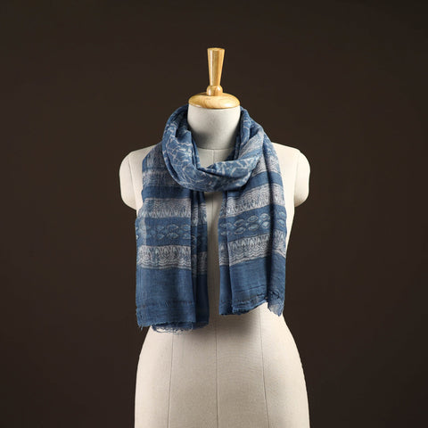 Natural dyed hand printed pure wool akola stole 14