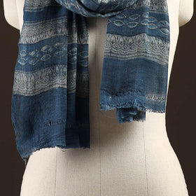 Natural dyed hand printed pure wool akola stole 16