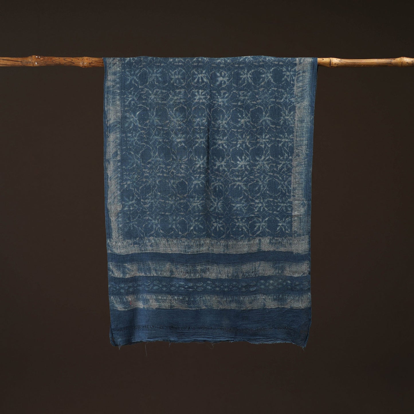 Natural dyed hand printed pure wool akola stole 16
