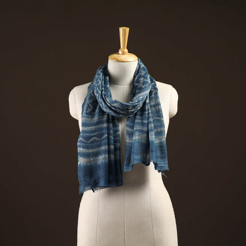 Natural dyed hand printed pure wool akola stole 17