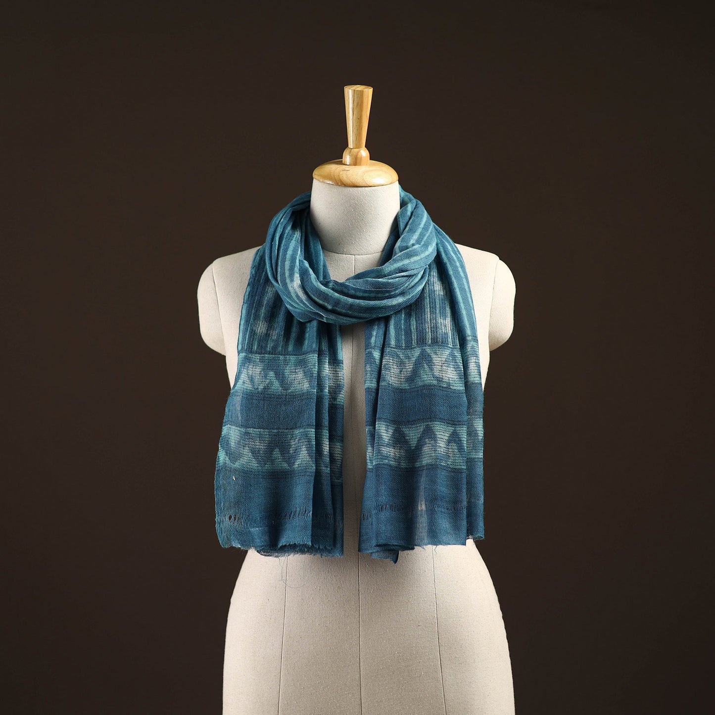 Natural dyed hand printed pure wool akola stole 18