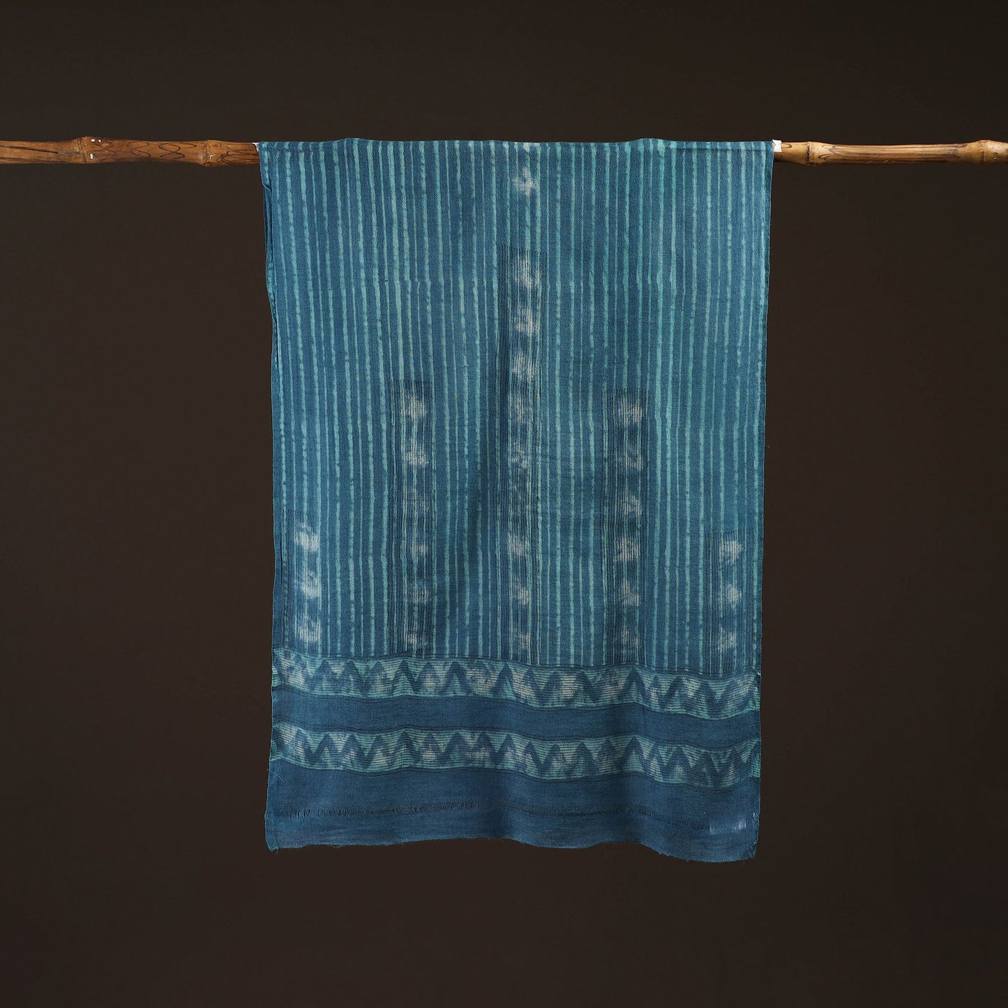 Natural dyed hand printed pure wool akola stole 18