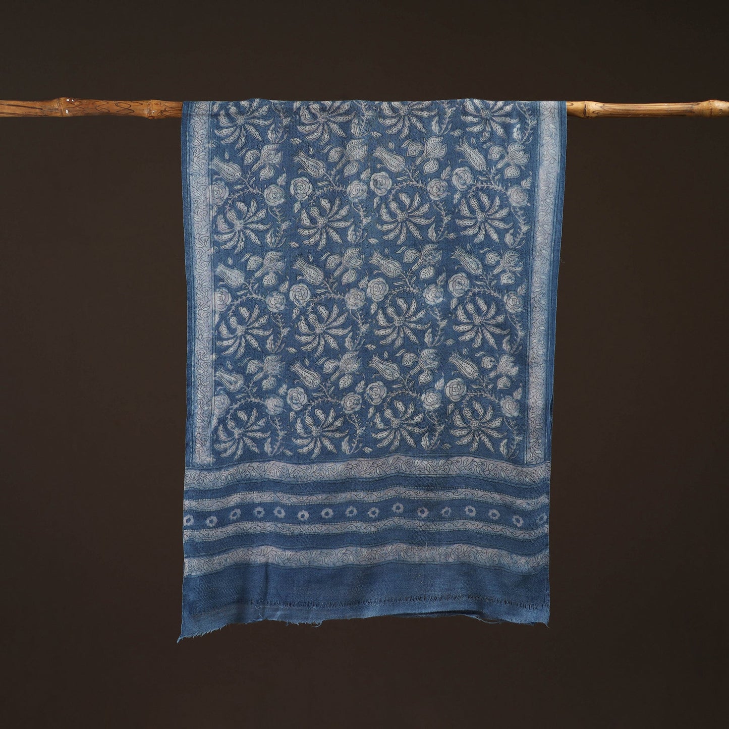 Natural dyed hand printed pure wool akola stole 21
