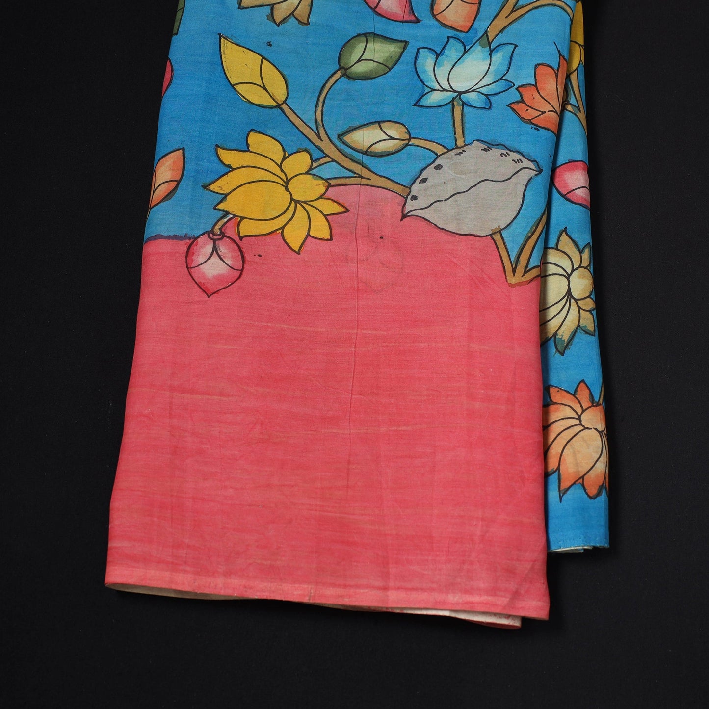 Natural dyed handloom chanderi silk handpainted