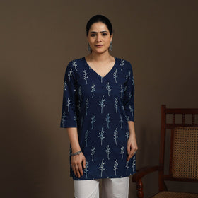 Blue - natural dyed indigo cotton short bagru kurta 11