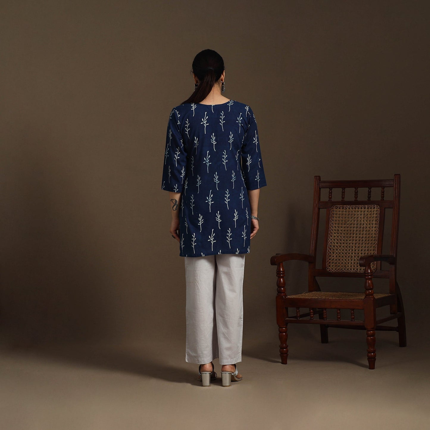 Blue - natural dyed indigo cotton short bagru kurta 11