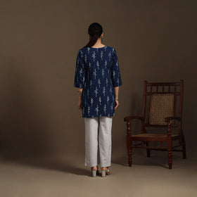 Blue - natural dyed indigo cotton short bagru kurta 11