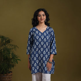 Blue - natural dyed indigo cotton short bagru kurta 12