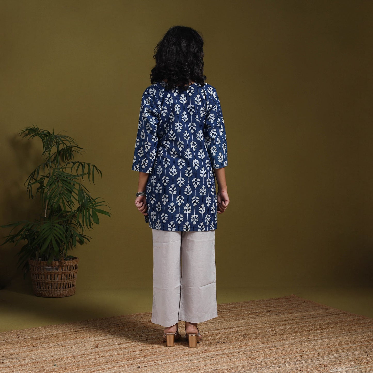 Blue - natural dyed indigo cotton short bagru kurta 12