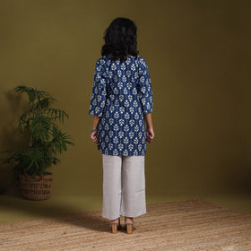 Blue - natural dyed indigo cotton short bagru kurta 12