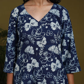 Blue - natural dyed indigo cotton short bagru kurta 13