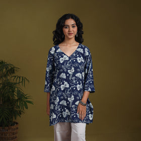 Blue - natural dyed indigo cotton short bagru kurta 13