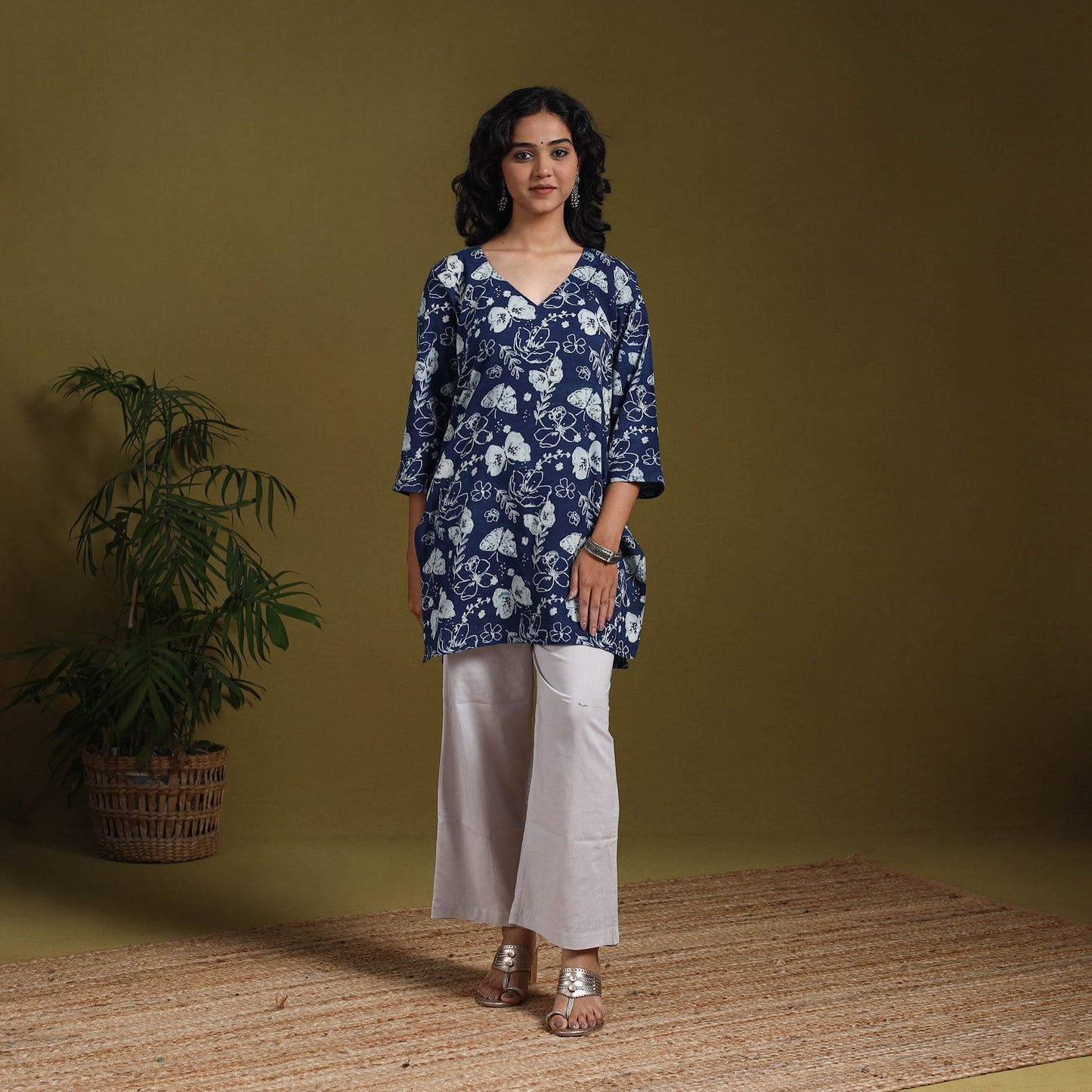 Blue - natural dyed indigo cotton short bagru kurta 13