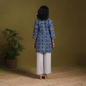 Blue - natural dyed indigo cotton short bagru kurta 14