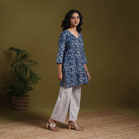 Blue - natural dyed indigo cotton short bagru kurta 14