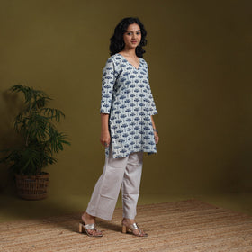 Blue - natural dyed indigo cotton short bagru kurta 15