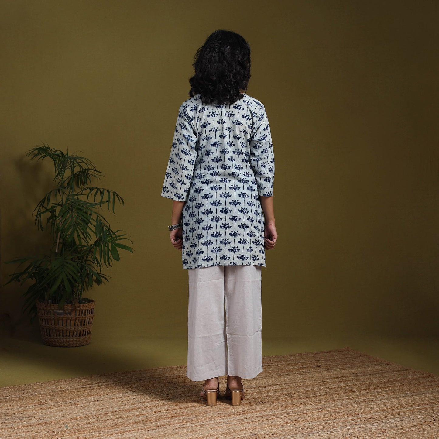 Blue - natural dyed indigo cotton short bagru kurta 15