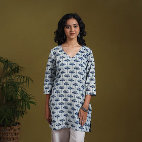 Blue - natural dyed indigo cotton short bagru kurta 15