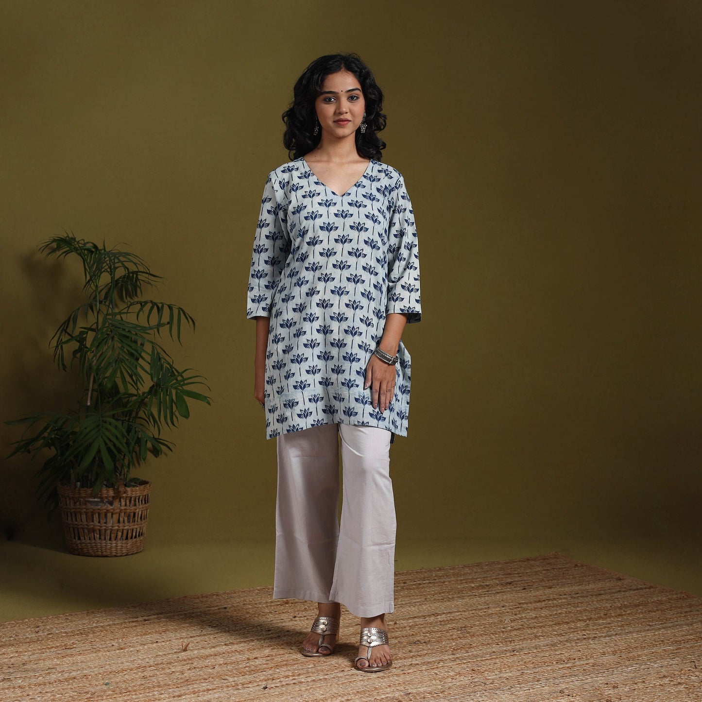 Blue - natural dyed indigo cotton short bagru kurta 15