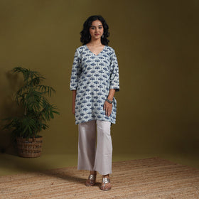 Blue - natural dyed indigo cotton short bagru kurta 15