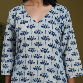 Blue - natural dyed indigo cotton short bagru kurta 15