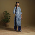 Blue - natural dyed indigo cotton straight bagru kurta 06