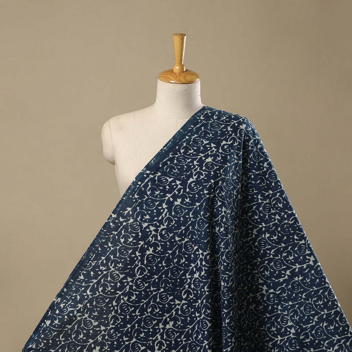 Natural dyed indigo pure mul cotton hand bagru fabric 10