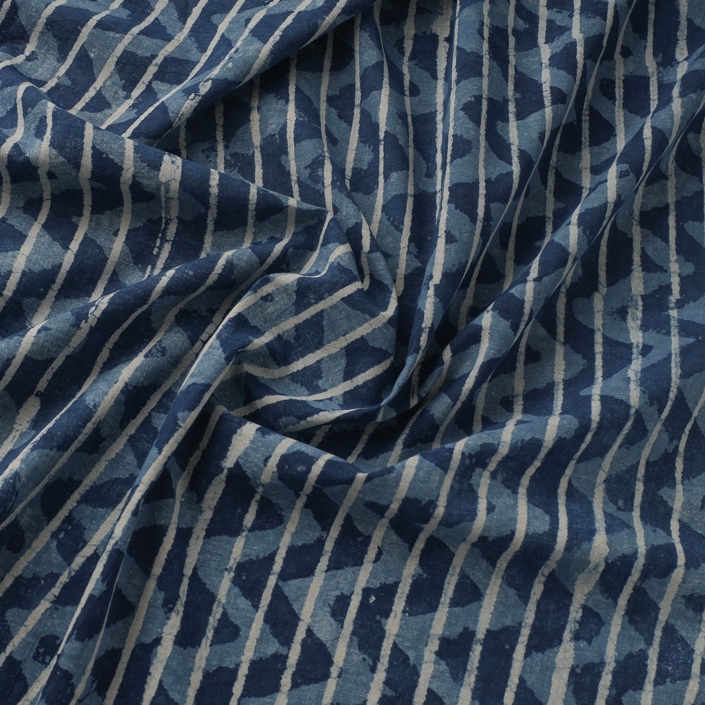 Natural dyed indigo pure mul cotton hand bagru fabric 07