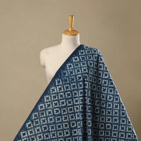 Natural dyed indigo pure mul cotton hand bagru fabric 04