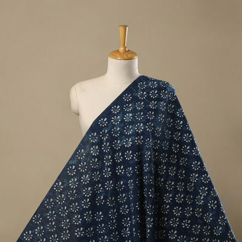 Natural dyed indigo pure mul cotton hand bagru fabric 08