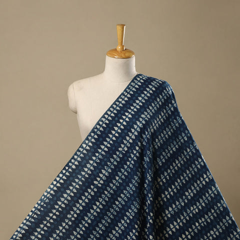 Natural dyed indigo pure mul cotton hand bagru fabric 01